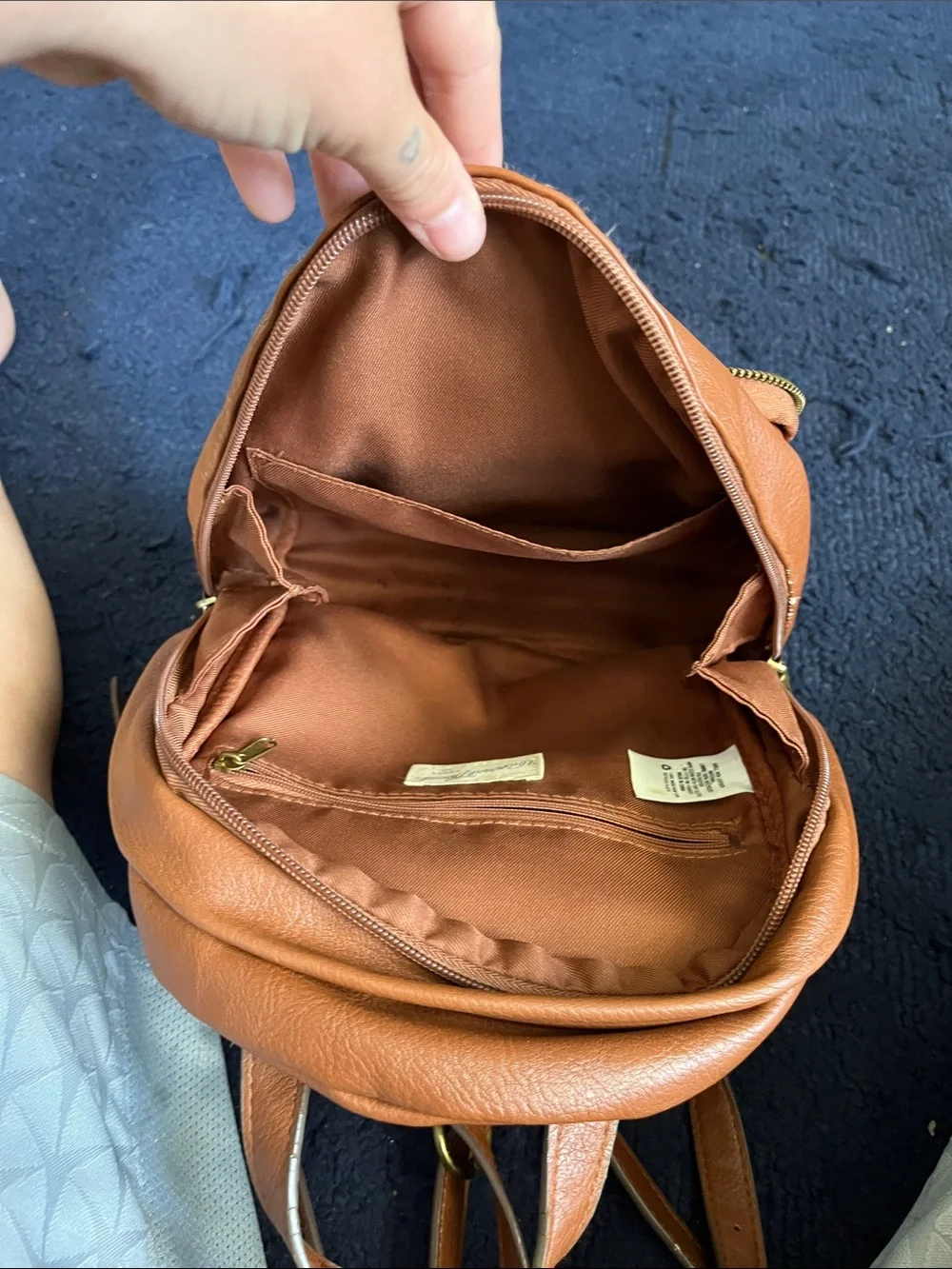 Universal Thread Tan Faux Leather Mini Backpack with Front Zip Pocket